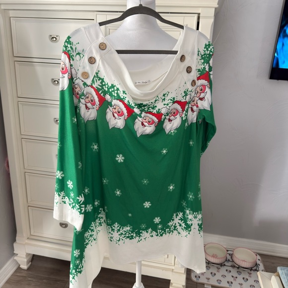 Christmas top, off shoulder, Chinese size 5xl, American 2xl - Picture 2 of 6